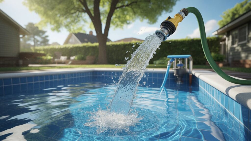 partial water drain and refill pool dilution method garden hose