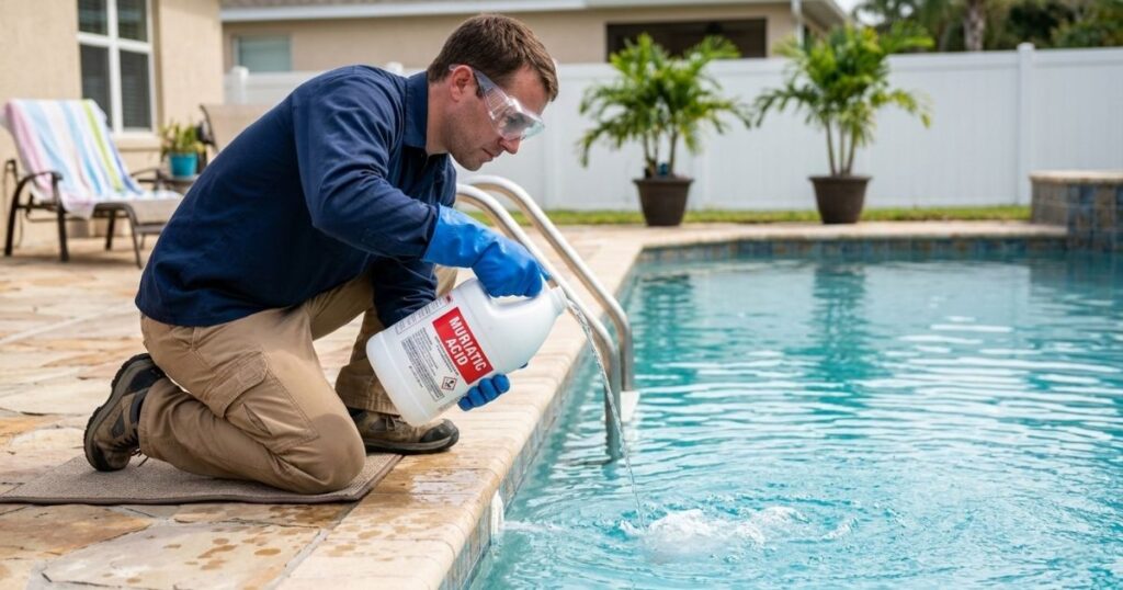 Safe ways to add acid to pool with protective gear and proper dosing