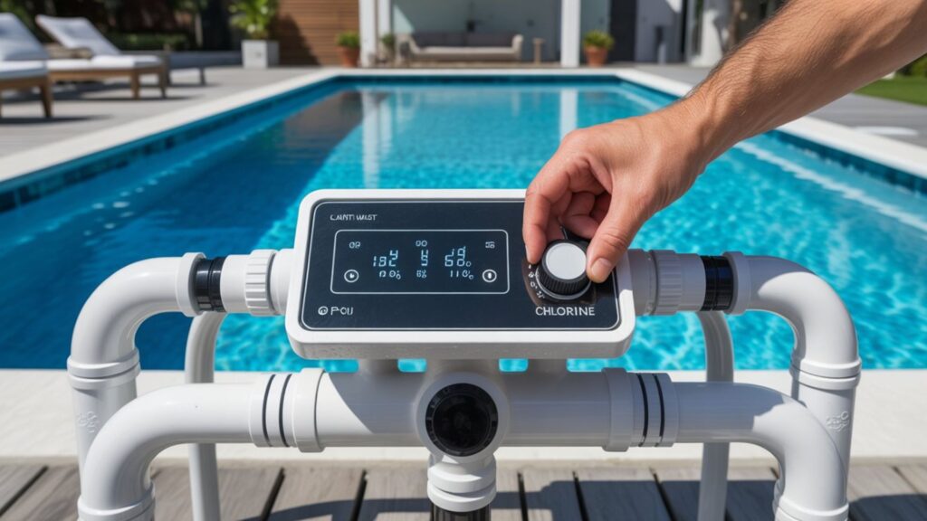 saltwater generator settings lowering chlorine salt pool equipment