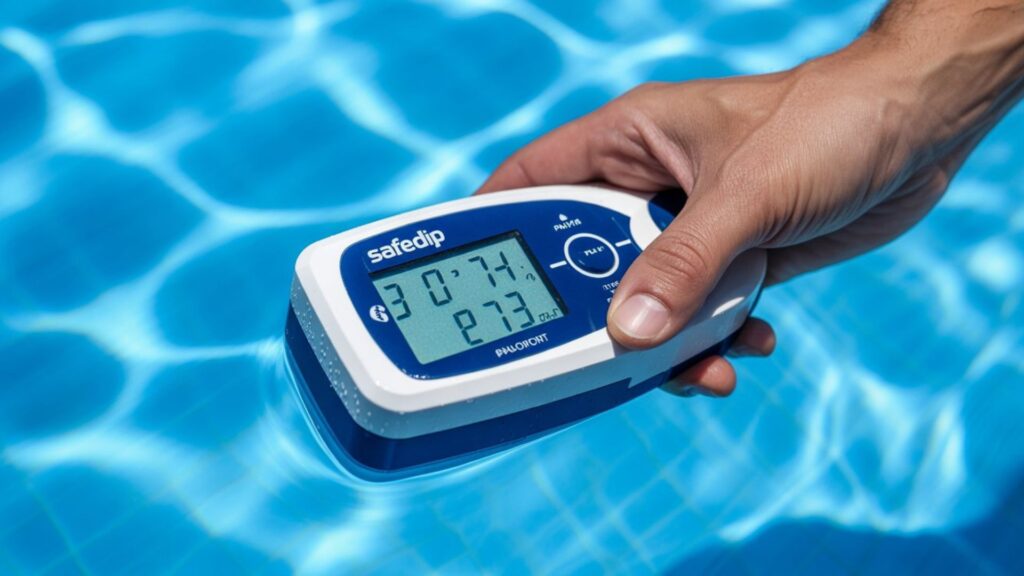 Solaxx SafeDip testing high chlorine levels digital pool tester