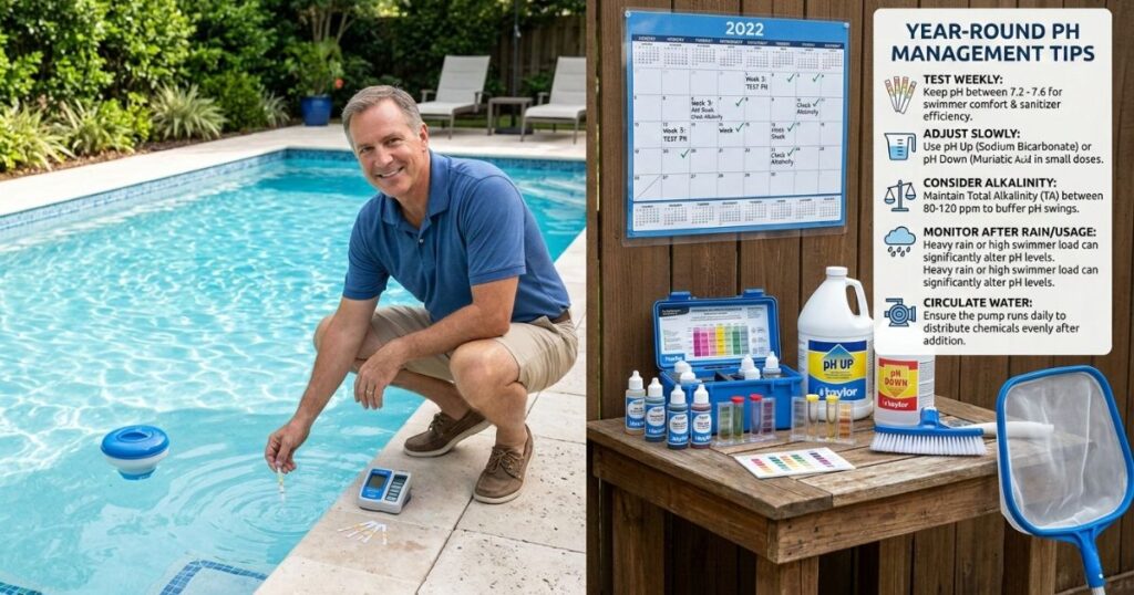 Tips to maintain stable pool pH year-round and crystal clear water