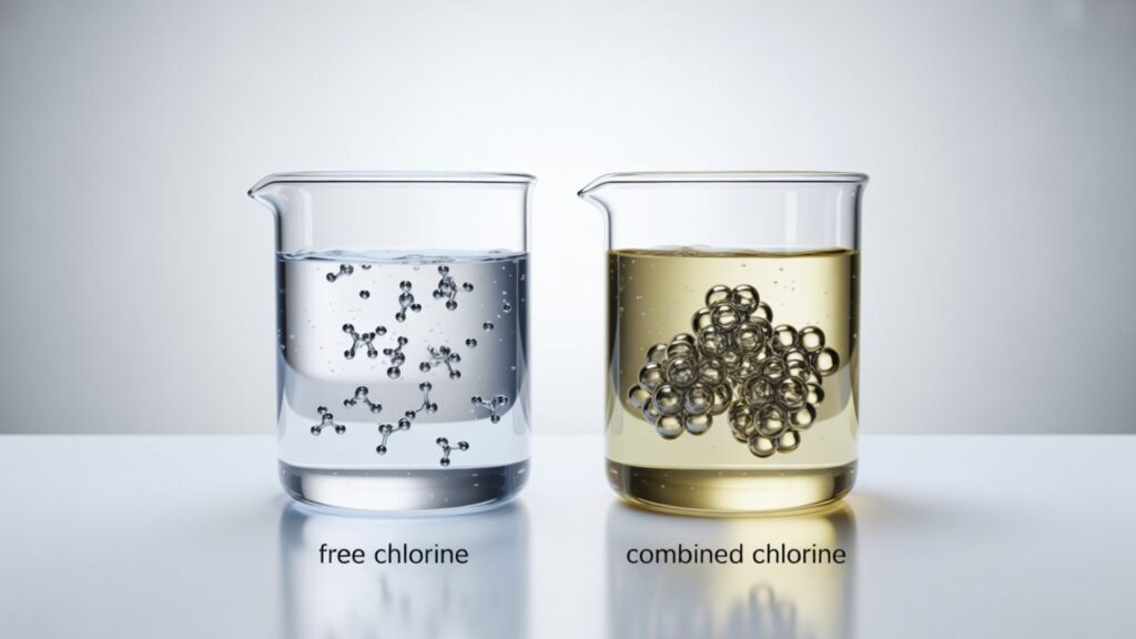 Free chlorine and combined chlorine particles