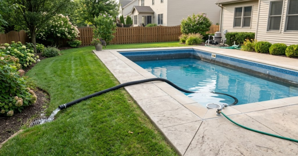 draining pool to lower cyanuric acid CYA — partial drain and refill with fresh water is the only way to reduce CYA