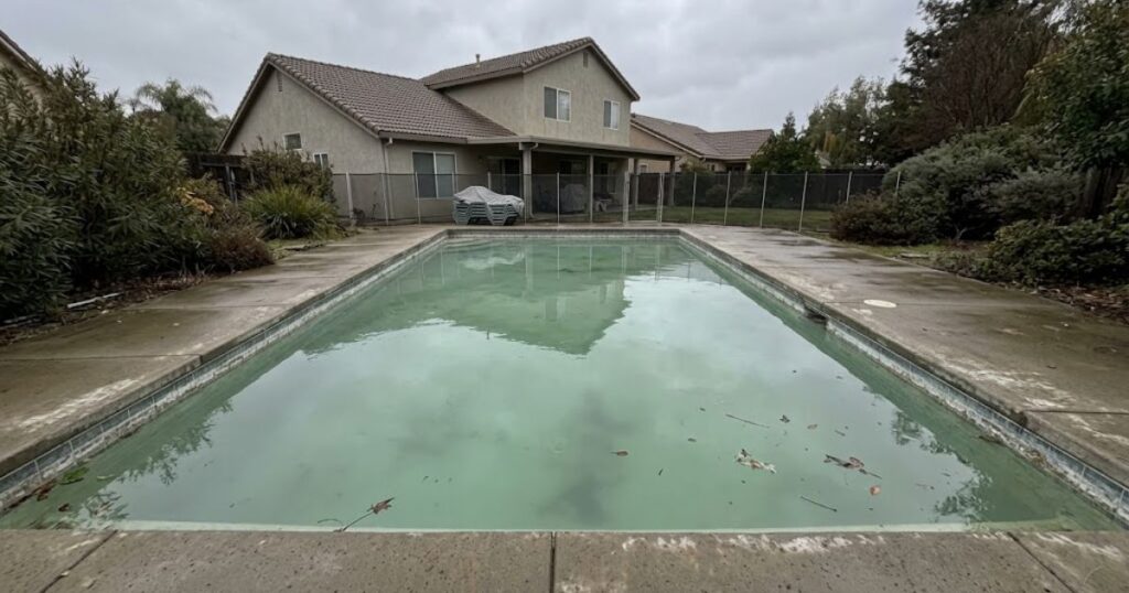 pool chemistry out of balance — cloudy green pool water from multiple chemical levels off simultaneously
