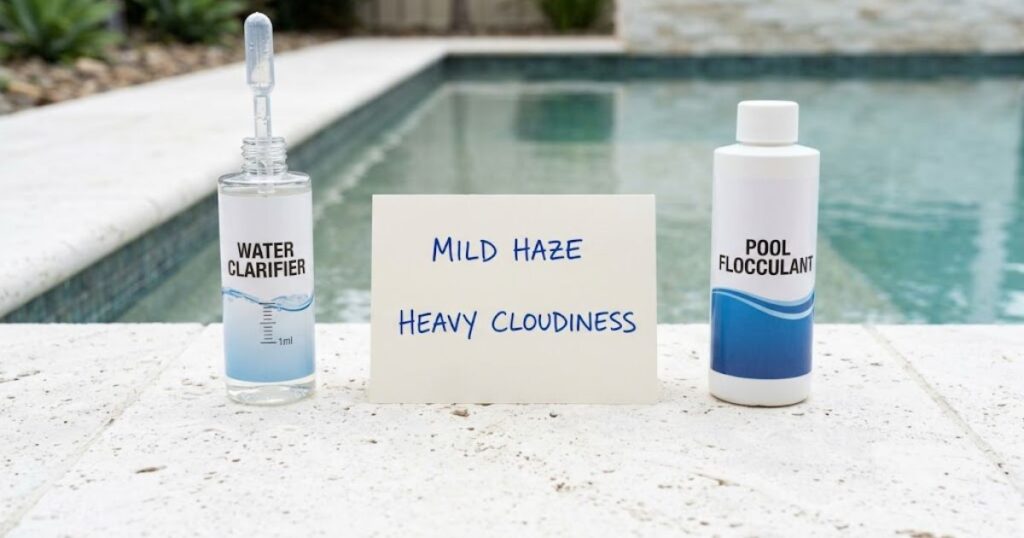 pool clarifier vs flocculant for clearing cloudy water after shocking — two products compared