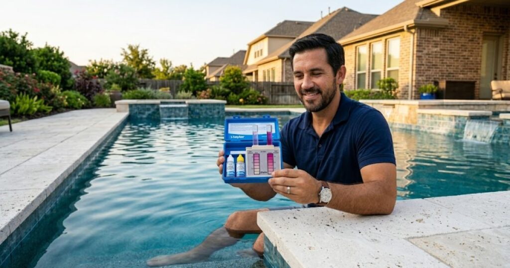 pool after fixing combined chlorine — crystal clear odour-free water with ideal free chlorine levels