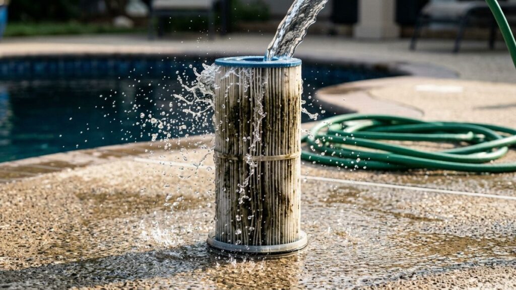 clean pool filter reduces chloramines and eye irritation