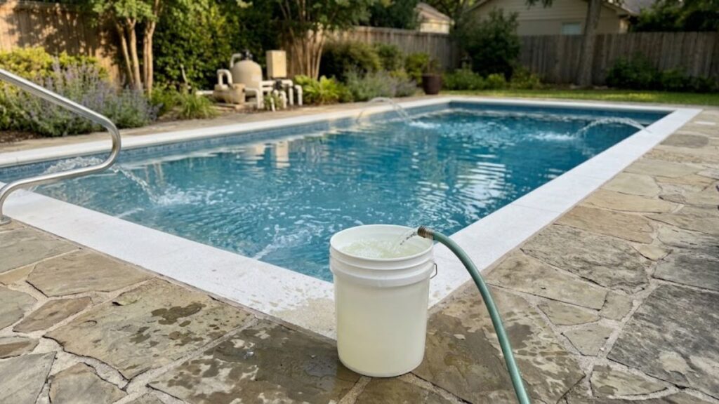 Pool water aeration helping pH recover after lowering alkalinity.