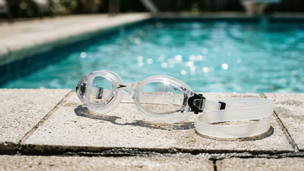 swim goggles help prevent burning eyes in the pool